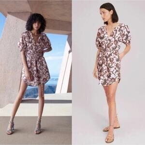 A.L.C. Adelaide Mini Dress Sz 6 Puff Sleeve Belted Spring Resort $395